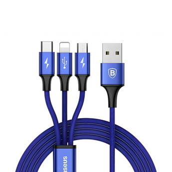 Baseus 3 in 1 Schnellladekabel | 120cm Blau